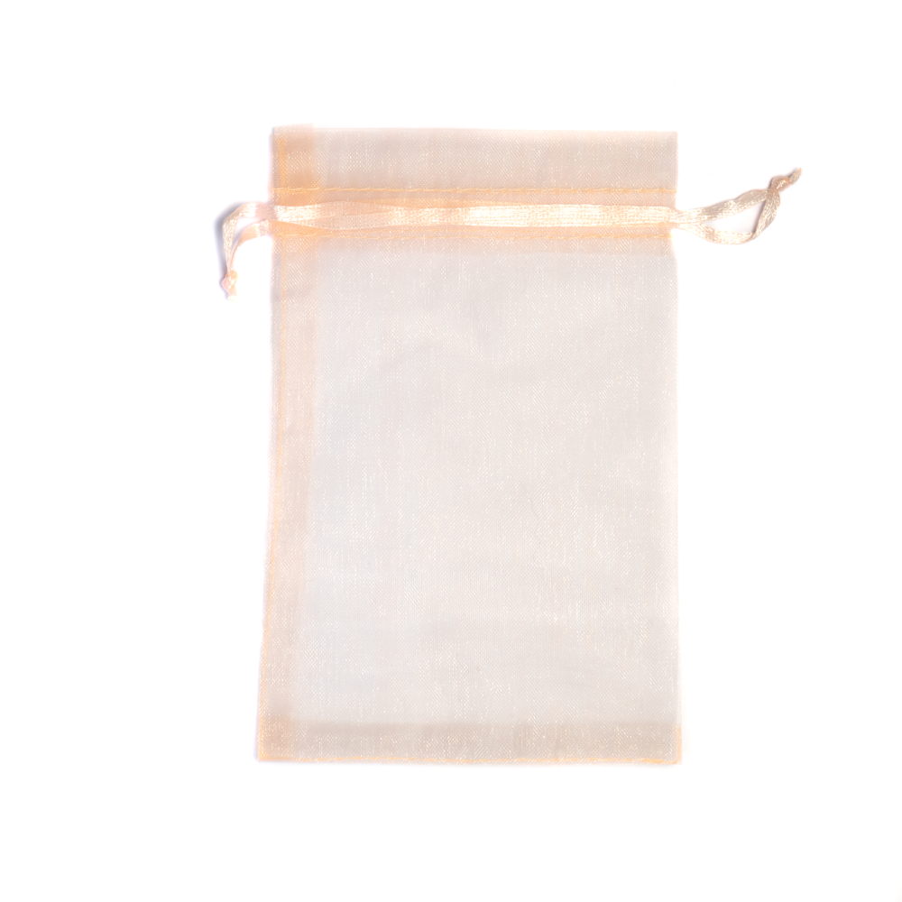Barack színű organza tasak, ajándék zacskó, 12x9 cm