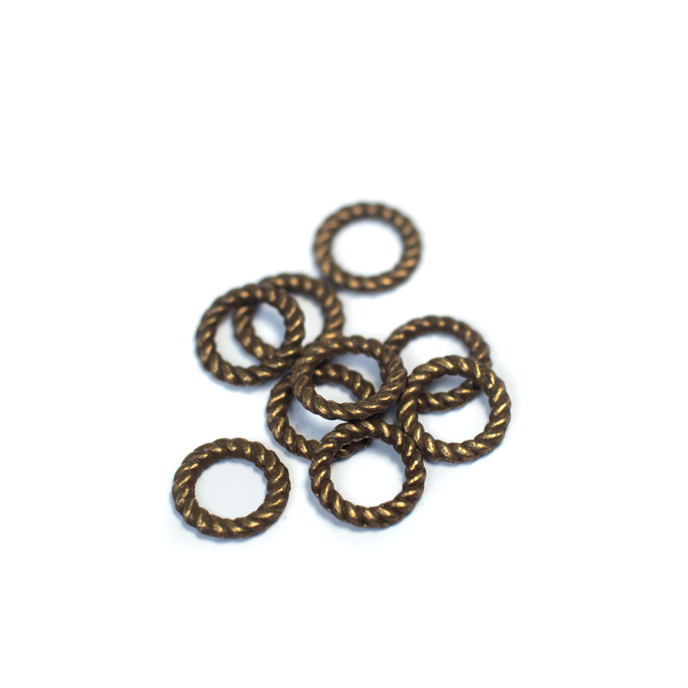 Recés karika, összekötő, antik bronz színű, 10 mm