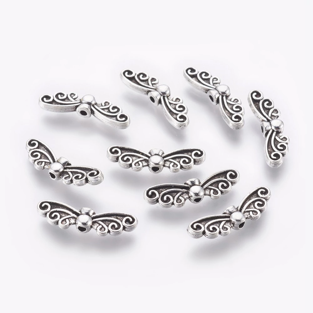Angyalszárny köztes, antik ezüst színű, 21x6 mm
