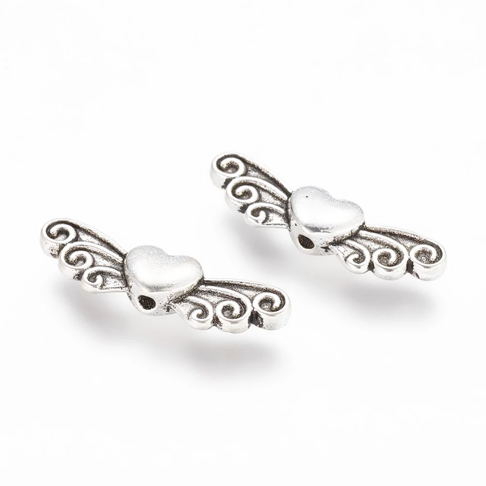 Angyalszárny köztes, antik ezüst színű, 24x7 mm