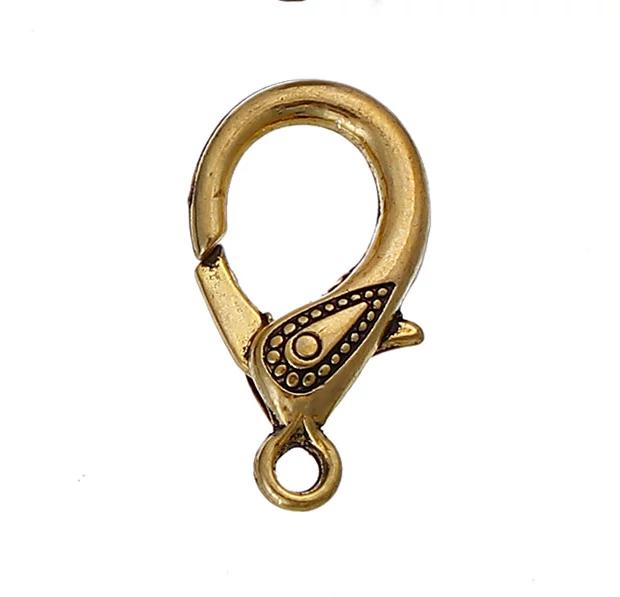 Karabíner, arany színű, 31x17 mm
