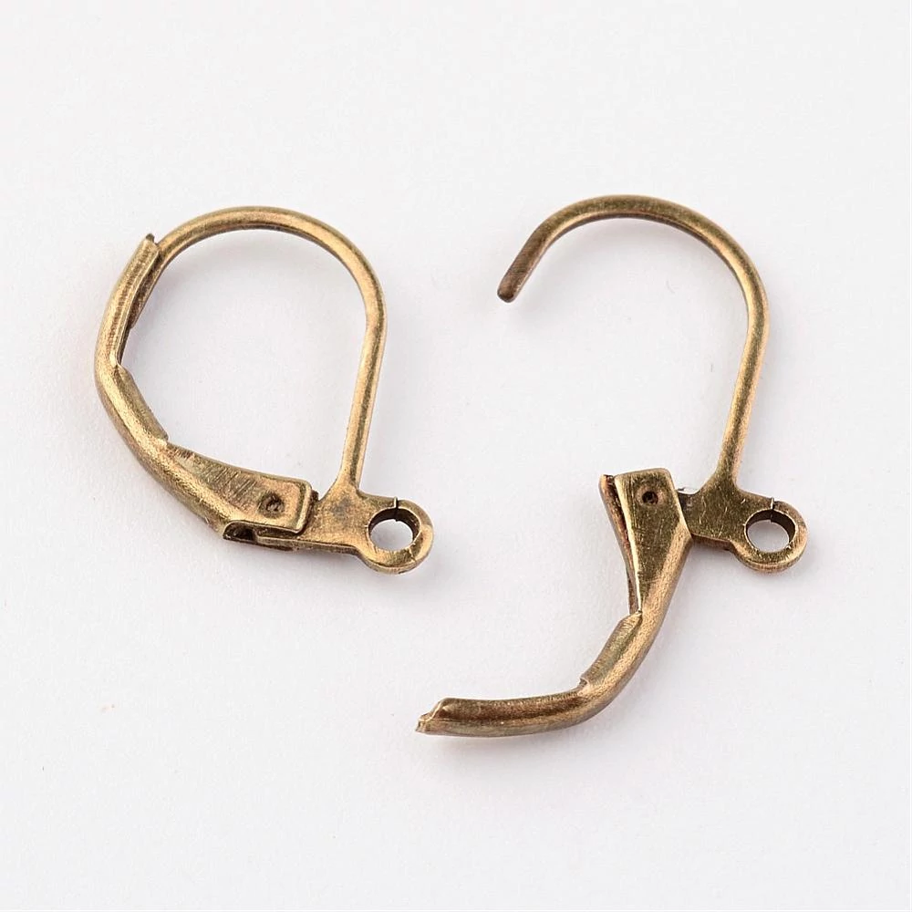 Biztonsági fülbevalóakasztó, antik bronz színű, 15x12 mm, 1 pár/cs