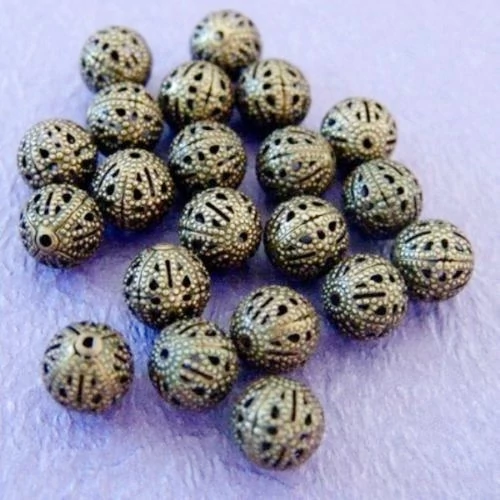 Filigrán köztes, antik bronz színű, 10 mm