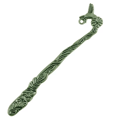 Kolibri, virág mintás könyvjelző, antik bronz színű, 122 mm