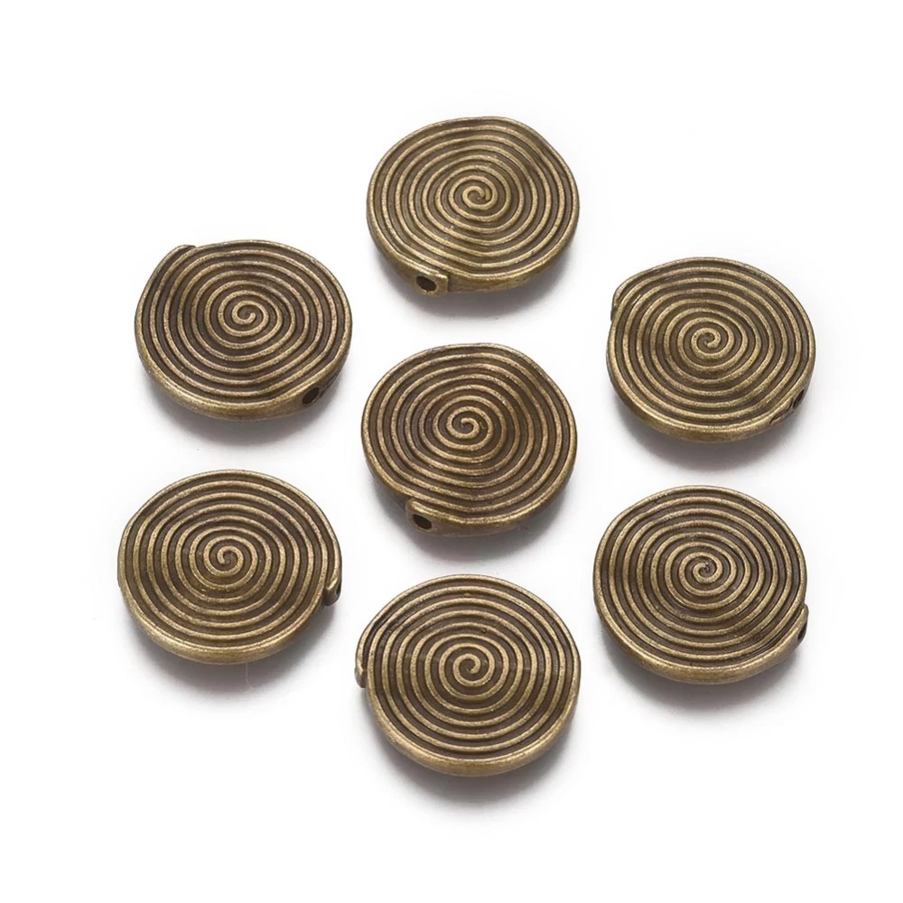 Csigavonalas köztes, antik bronz színű, 17 mm