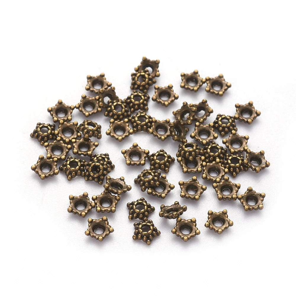 Csillag gyöngykupak, antik bronz színű, 5 mm, 50 db/cs