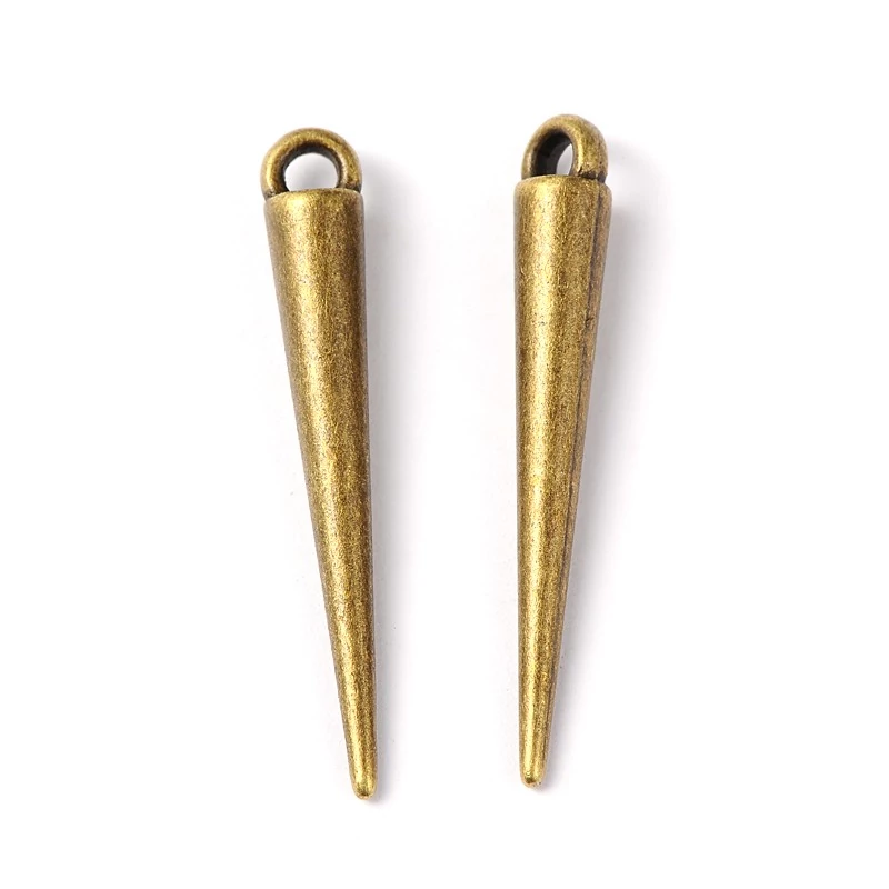 Tüske fityegő, medál, antik bronz színű, 32x5 mm