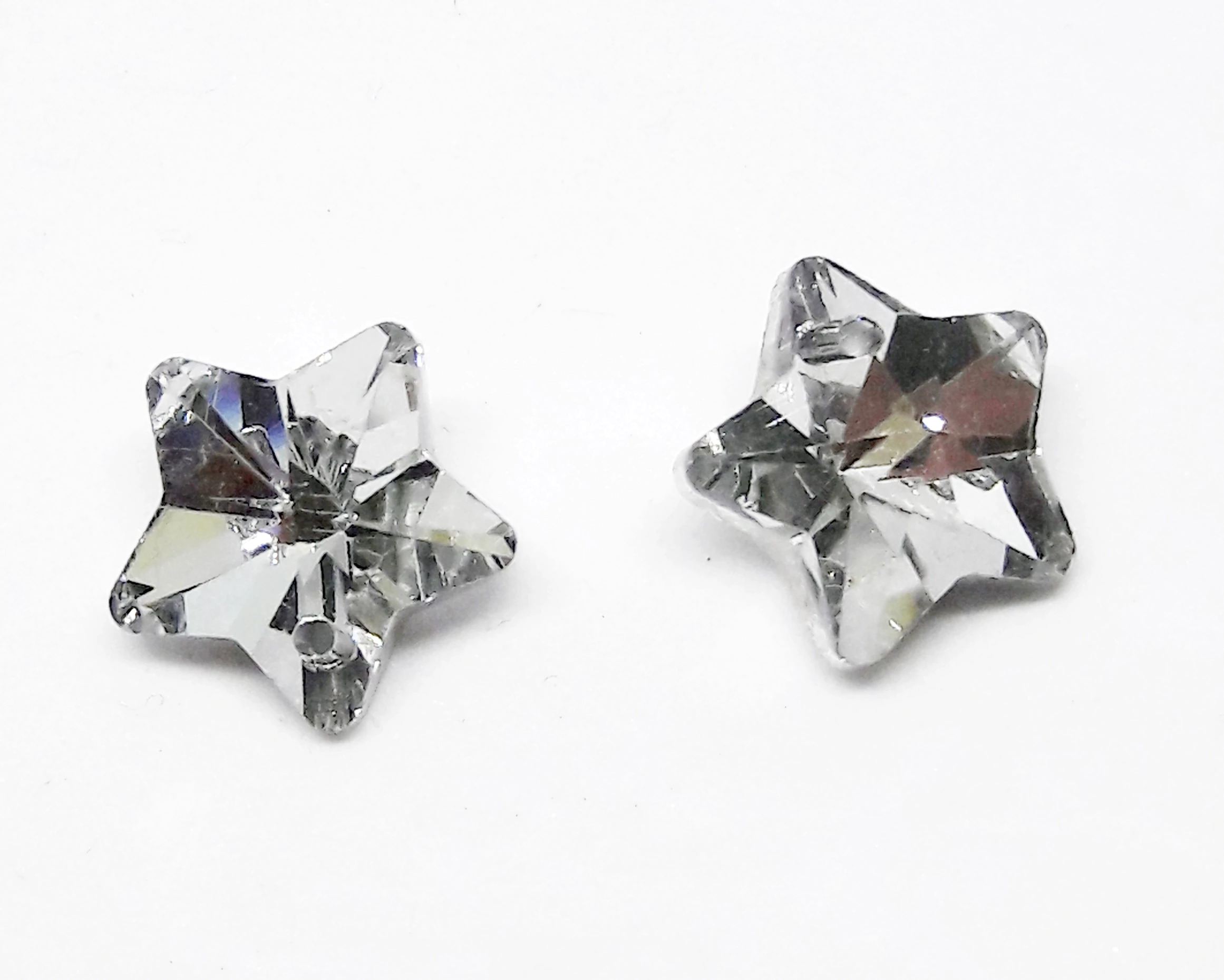 Ezüst csillag üveg medál, 13x8 mm