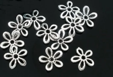 Virág gyöngykupak, antik ezüst színű, 11 mm