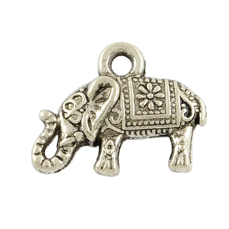 Elefánt fityegő, medál, antik ezüst színű, 17x13 mm