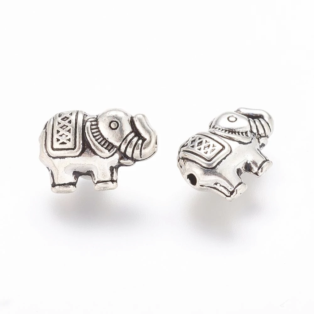 Elefánt köztes, antik ezüst színű, 13x9 mm