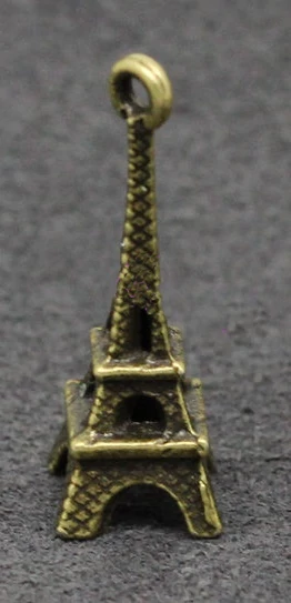 Eiffel-torony fityegő, medál, antik bronz színű, 21x8x8 mm