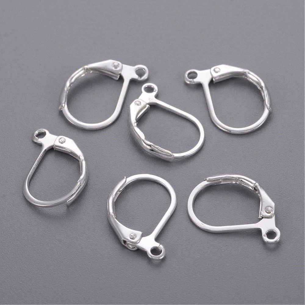 Biztonsági fülbevalóakasztó, ezüst színű, 15x12 mm, 1 pár/cs
