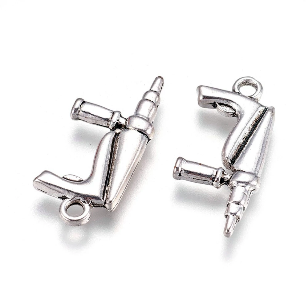 Fúró, szerszám fityegő, medál, antik ezüst színű, 26x13 mm