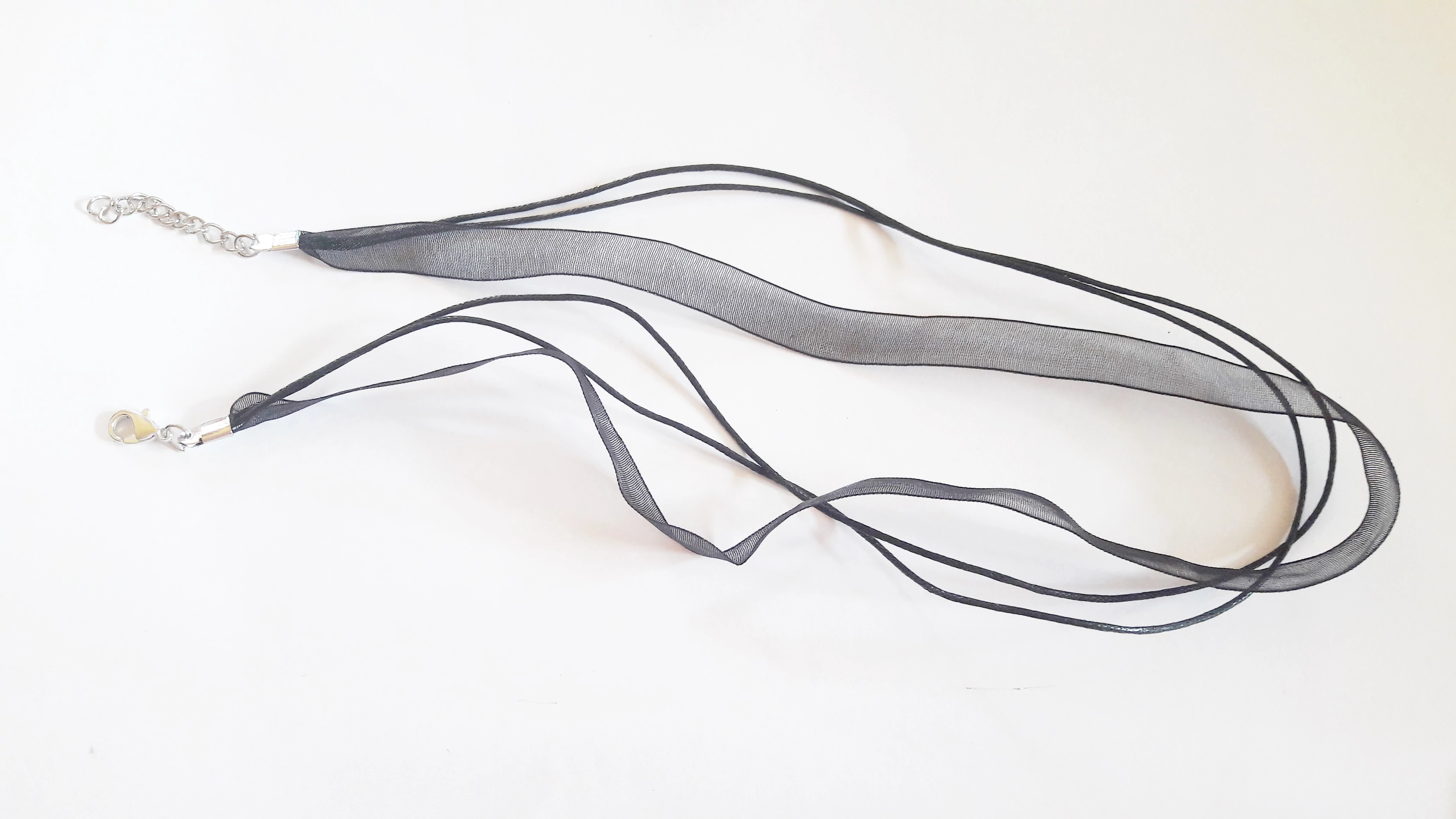 Organza nyakláncalap, fekete, 42 cm