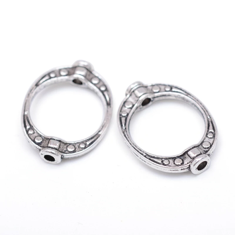Ovális gyöngykeret, antik ezüst színű, 15x11 mm