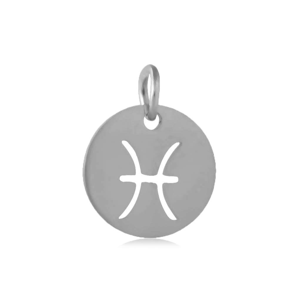Horoszkóp medál, Halak, rozsdamentes acél, 12 mm