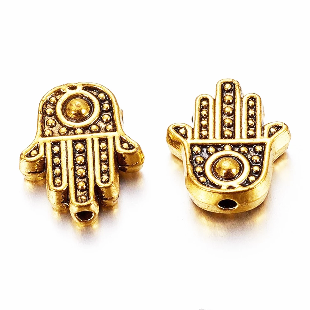 Hamza kéz köztes, antik arany színű, 12x10x4 mm