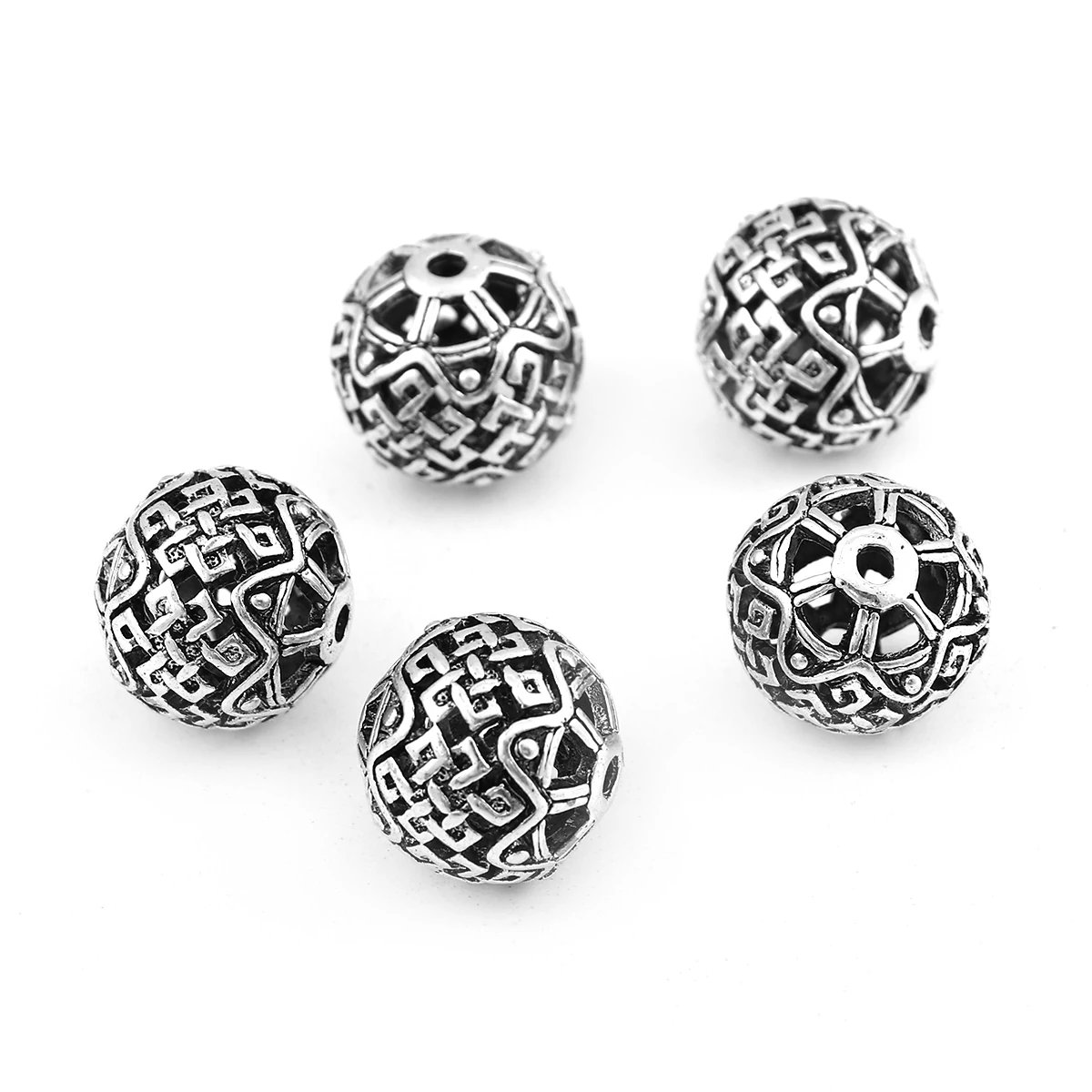 Mintás, áttört köztes, antik ezüst színű, 14 mm