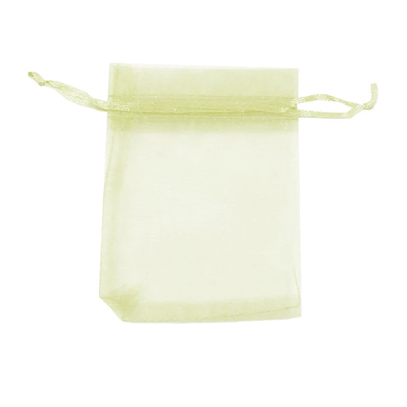 Krémsárga organza tasak, ajándék zacskó, 9x7 cm