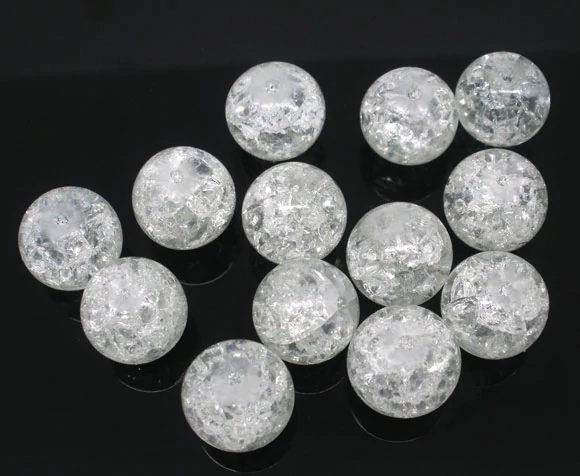 Kristály színű roppantott kerek üveg gyöngy, 12 mm