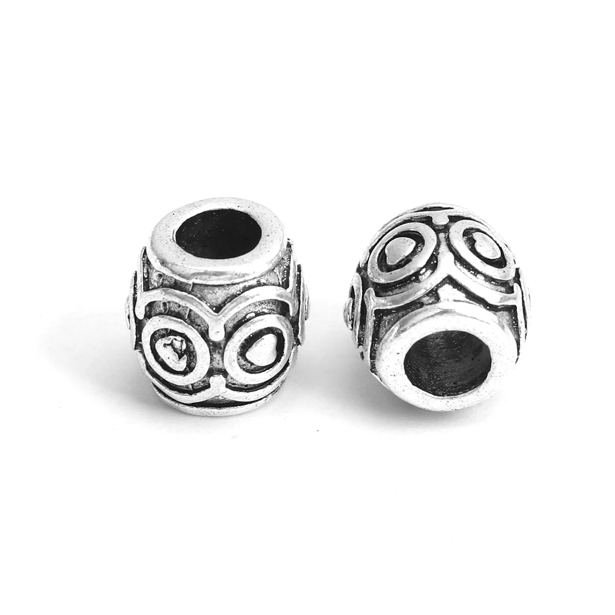 Mintás hordó köztes, antik ezüst színű, 10x11 mm