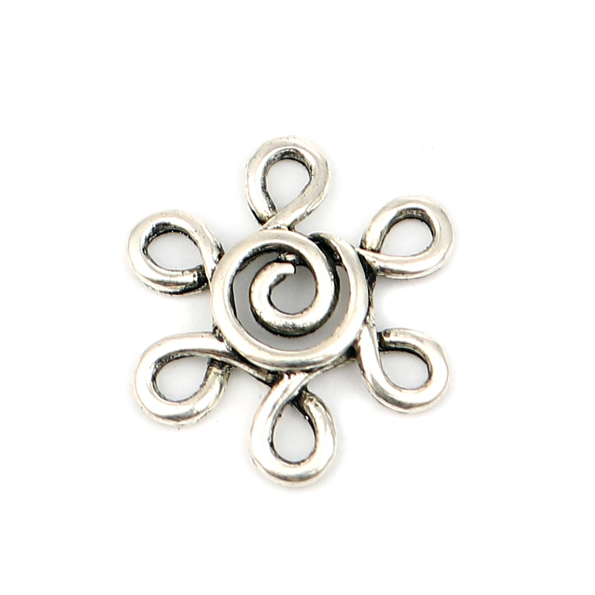 Nap összekötő, fülbevalóalap, medálalap, antik ezüst színű, 21x21 mm