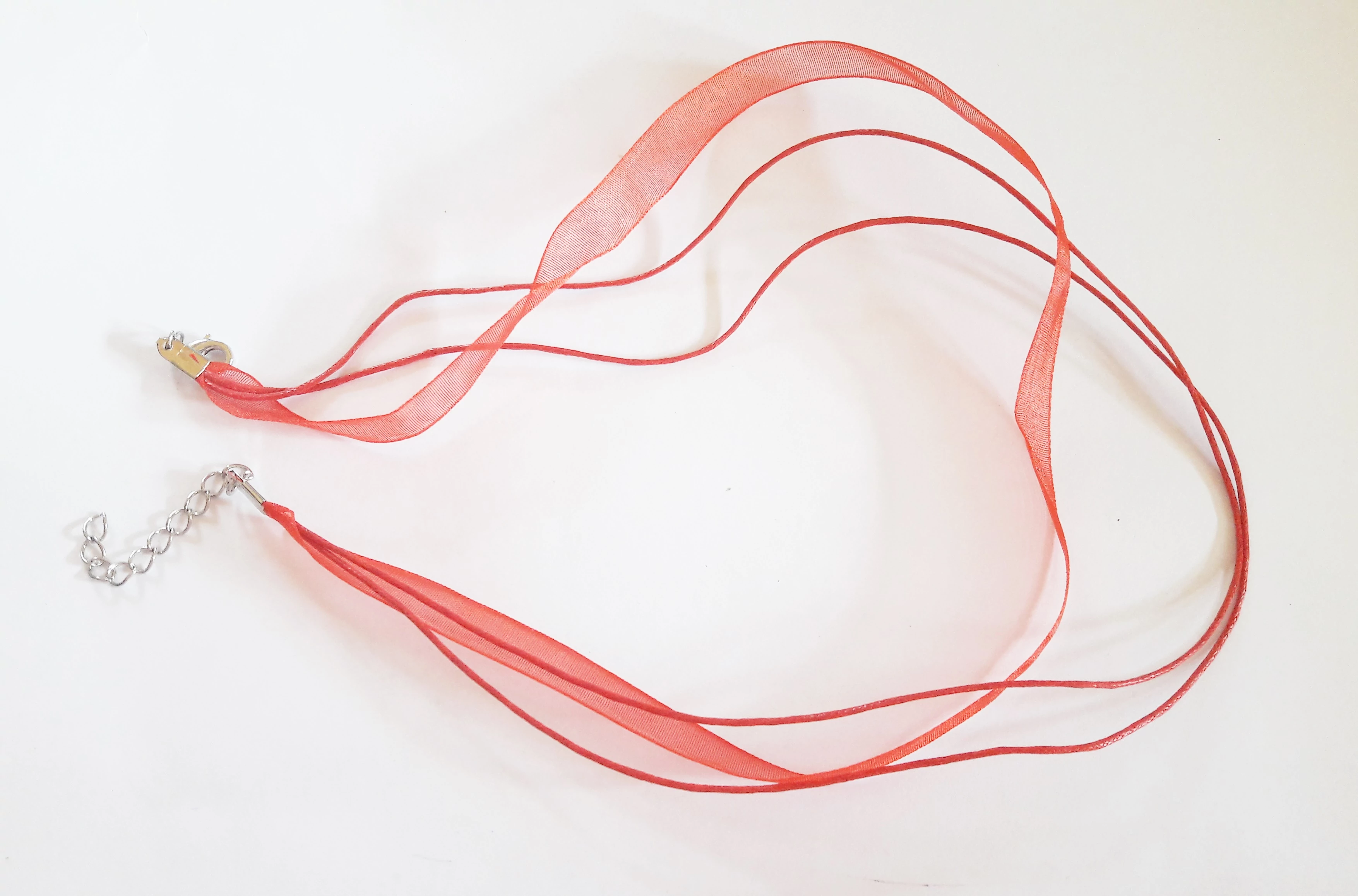 Organza nyakláncalap, piros, 42 cm