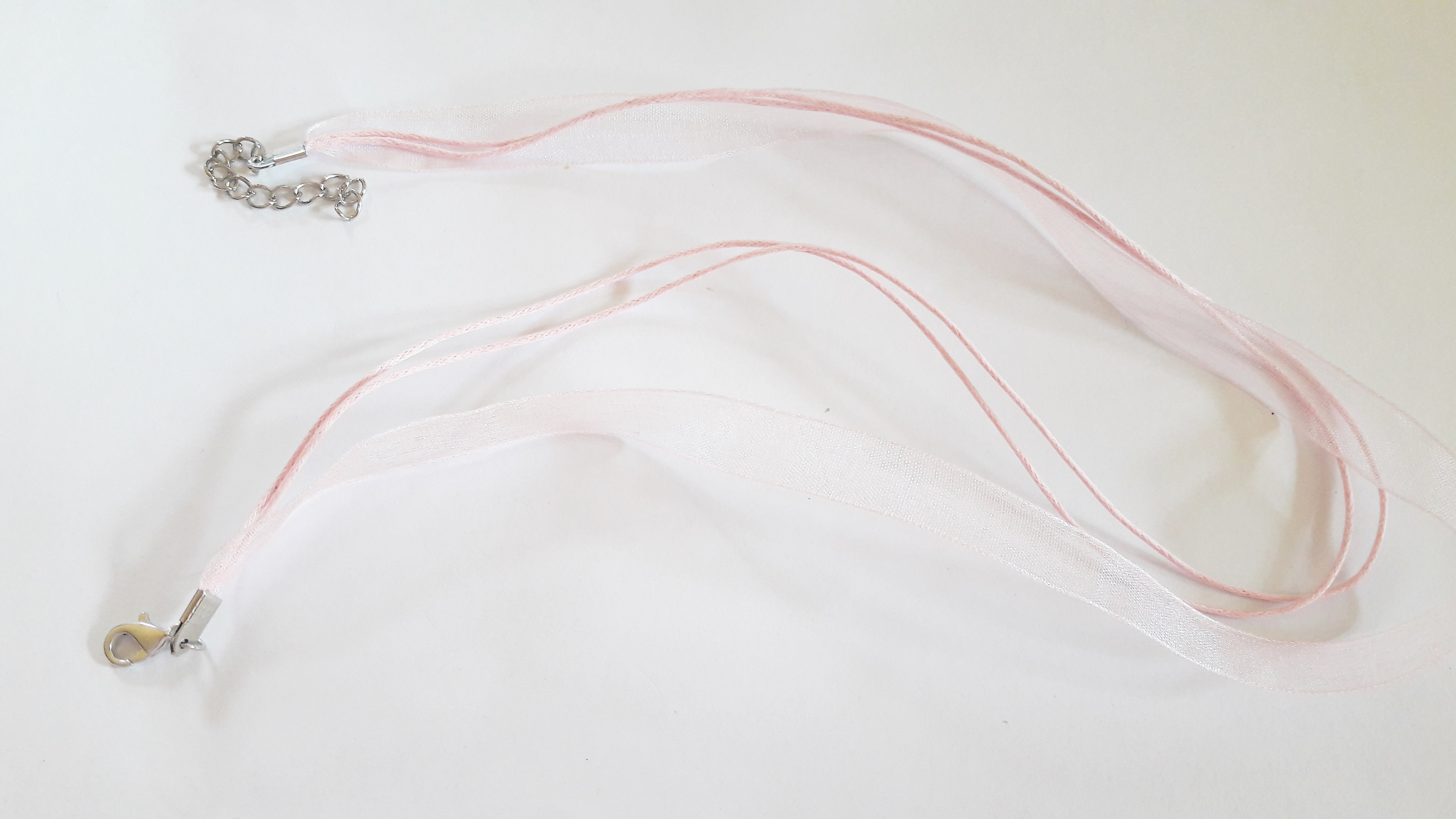 Organza nyakláncalap, rózsaszín, 42 cm