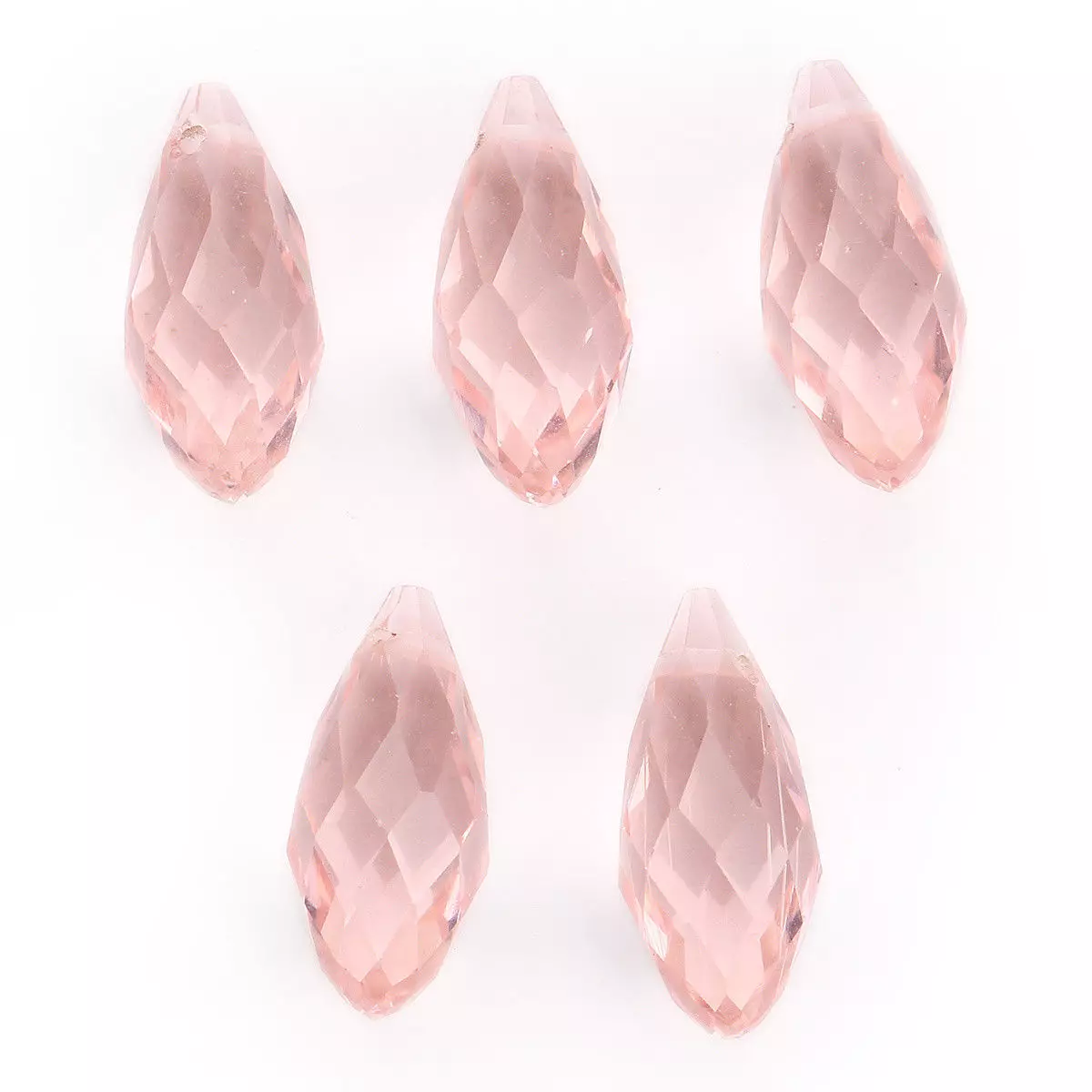 Rózsaszín csiszolt csepp üveg gyöngy, 20x10 mm