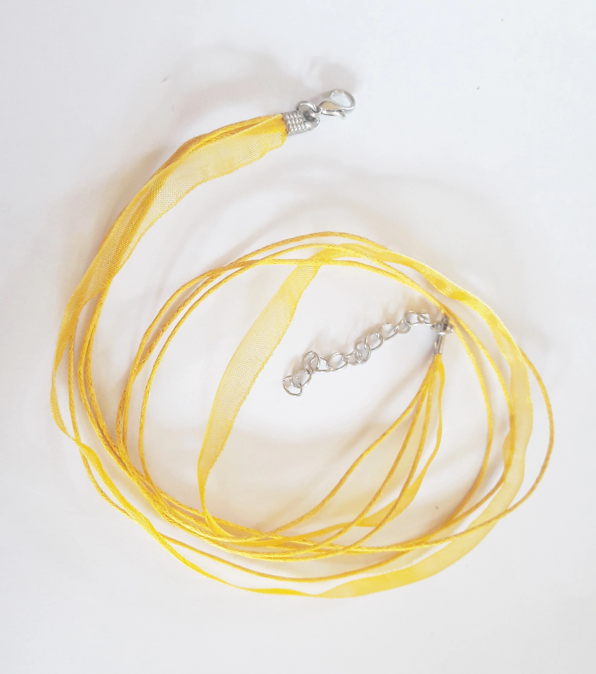 Organza nyakláncalap, sárga, 42 cm