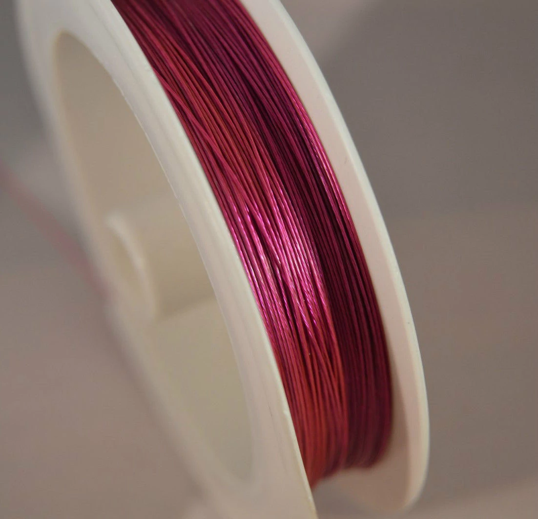 Gyöngyfűző drót, tigrisbajusz, sodrony, pink, 0,38 mm vastag, 1 m