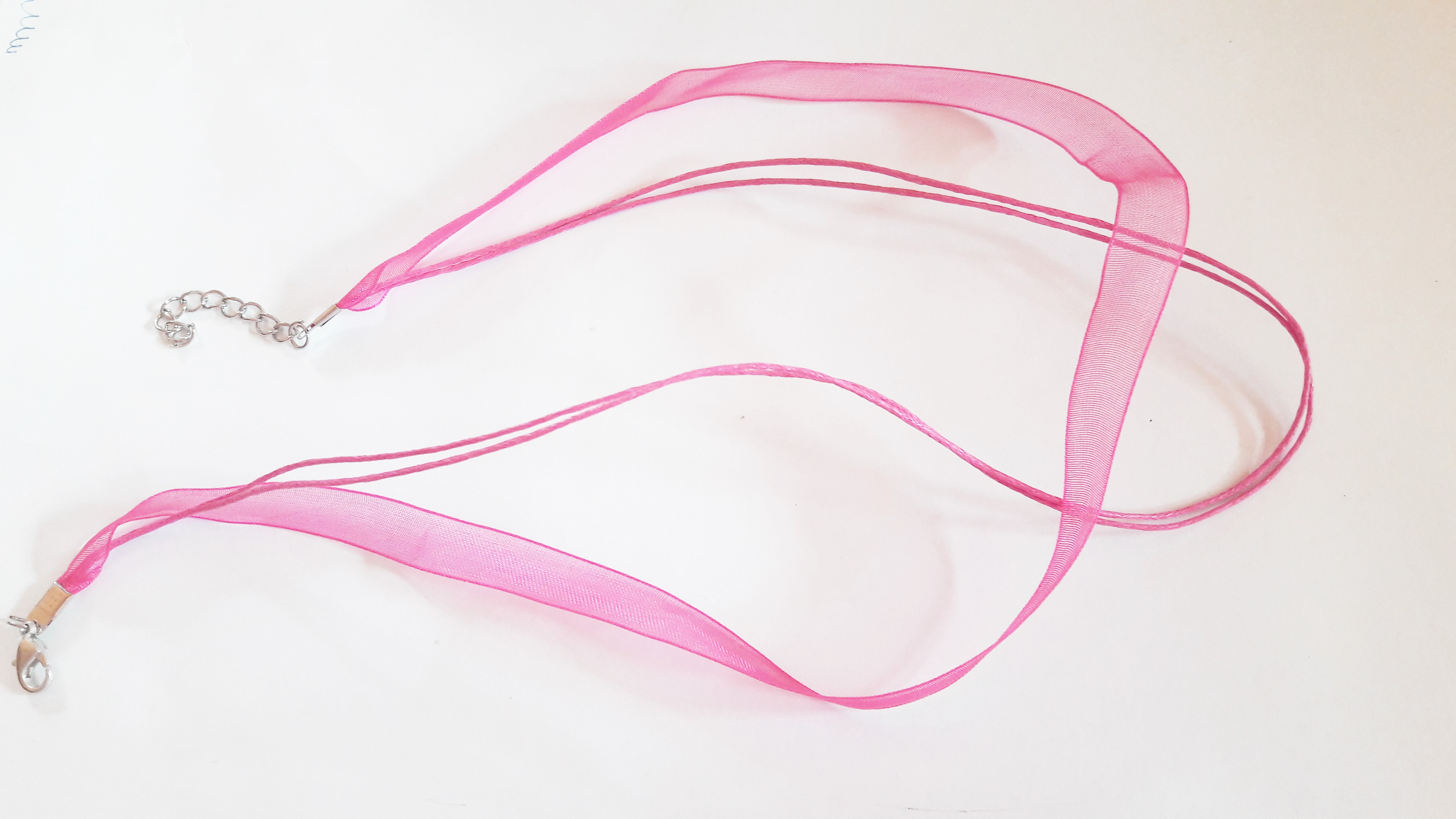 Organza nyakláncalap, sötét rózsaszín, 42 cm