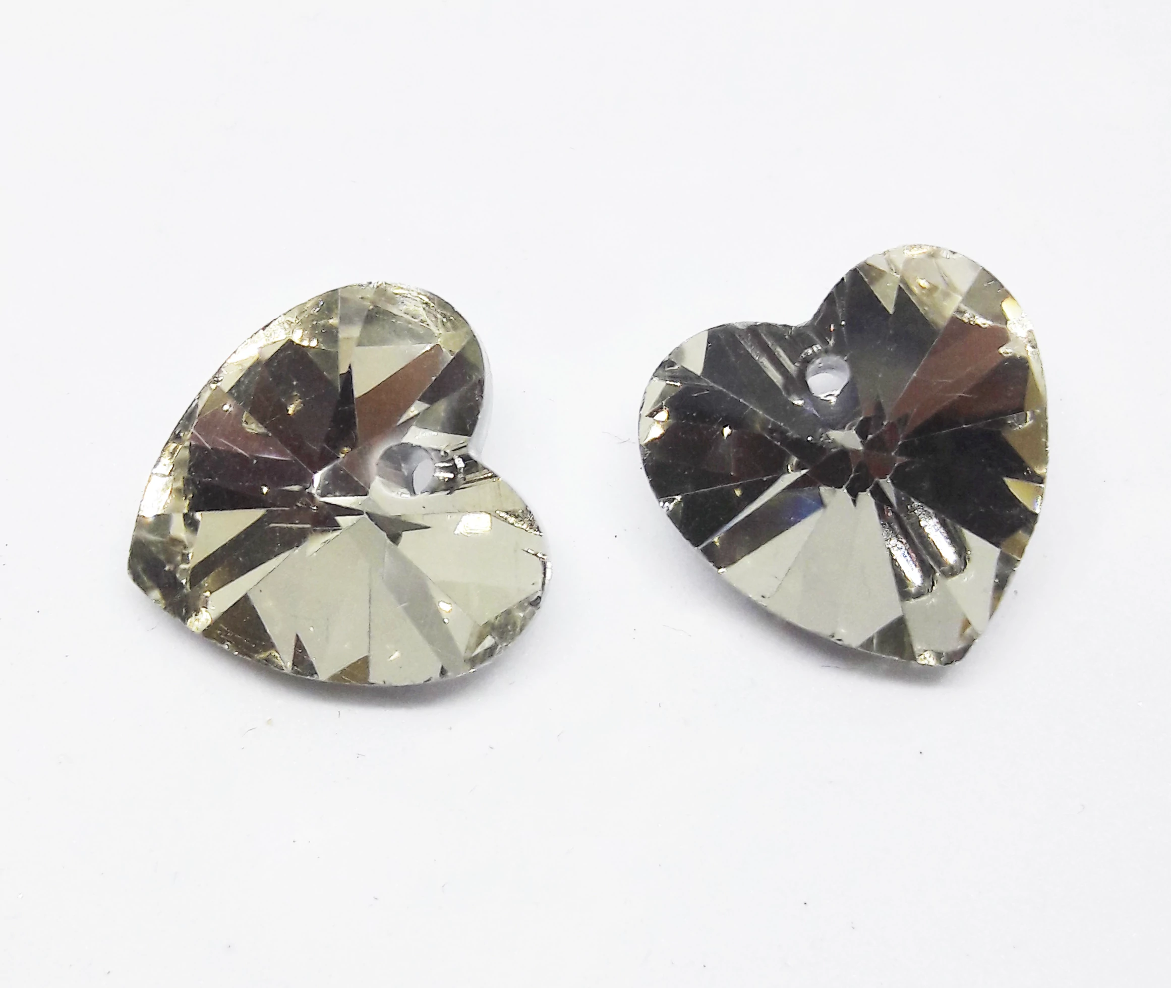 Sötét pezsgő színű szív, üveg medál, 14x14 mm