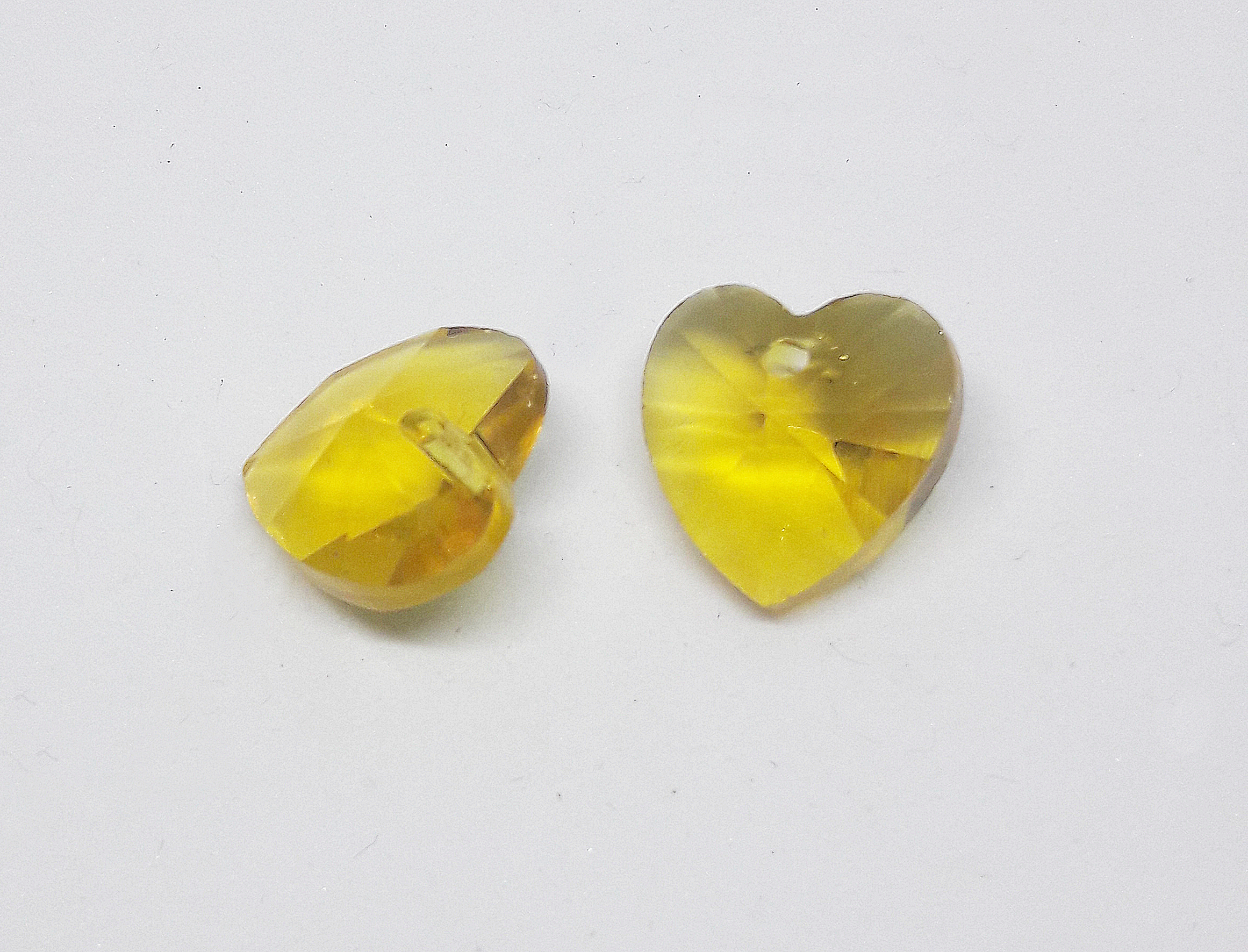 Sárga szív, üveg medál, 14x14 mm