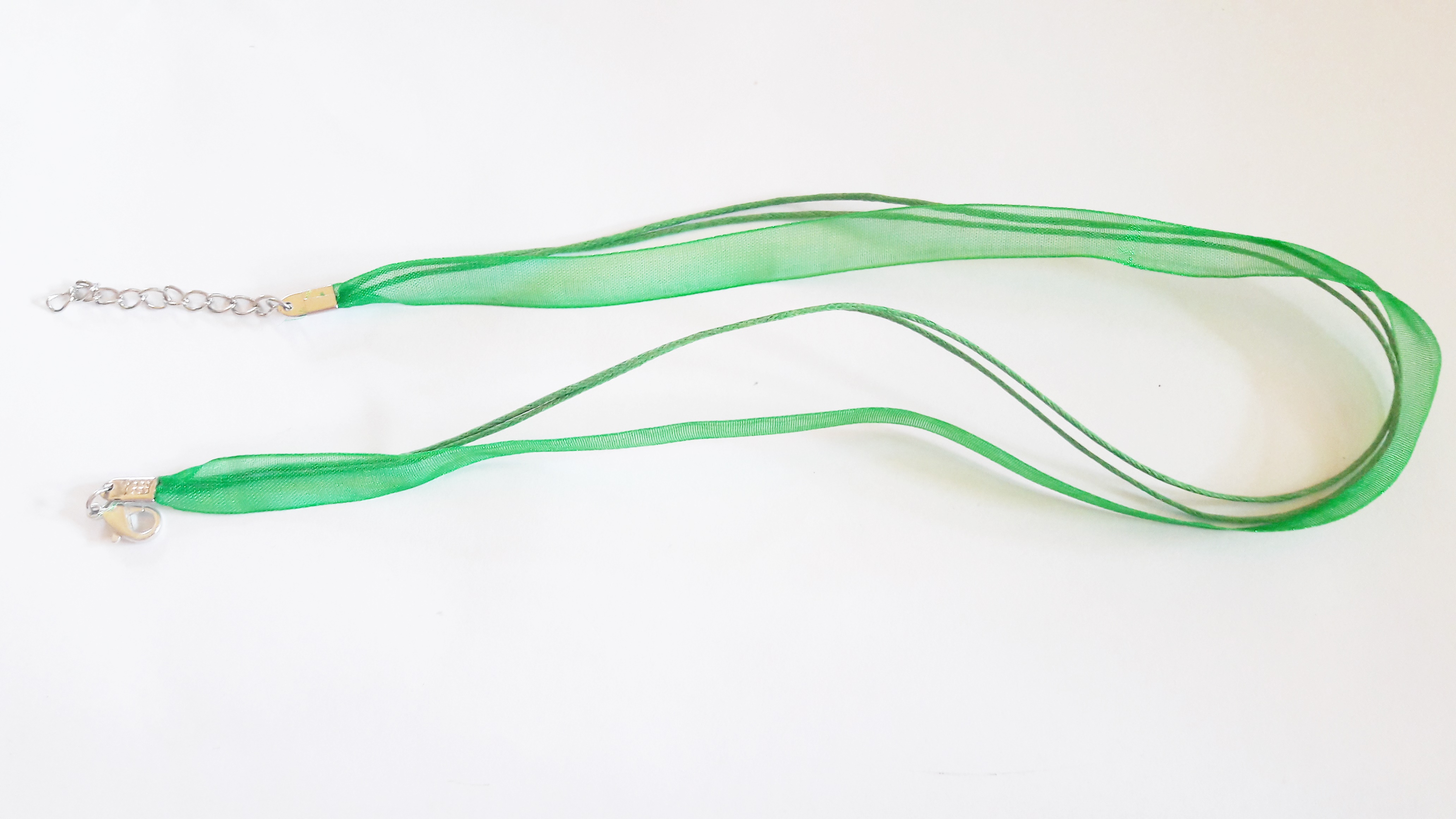 Organza nyakláncalap, sötétzöld, 42 cm