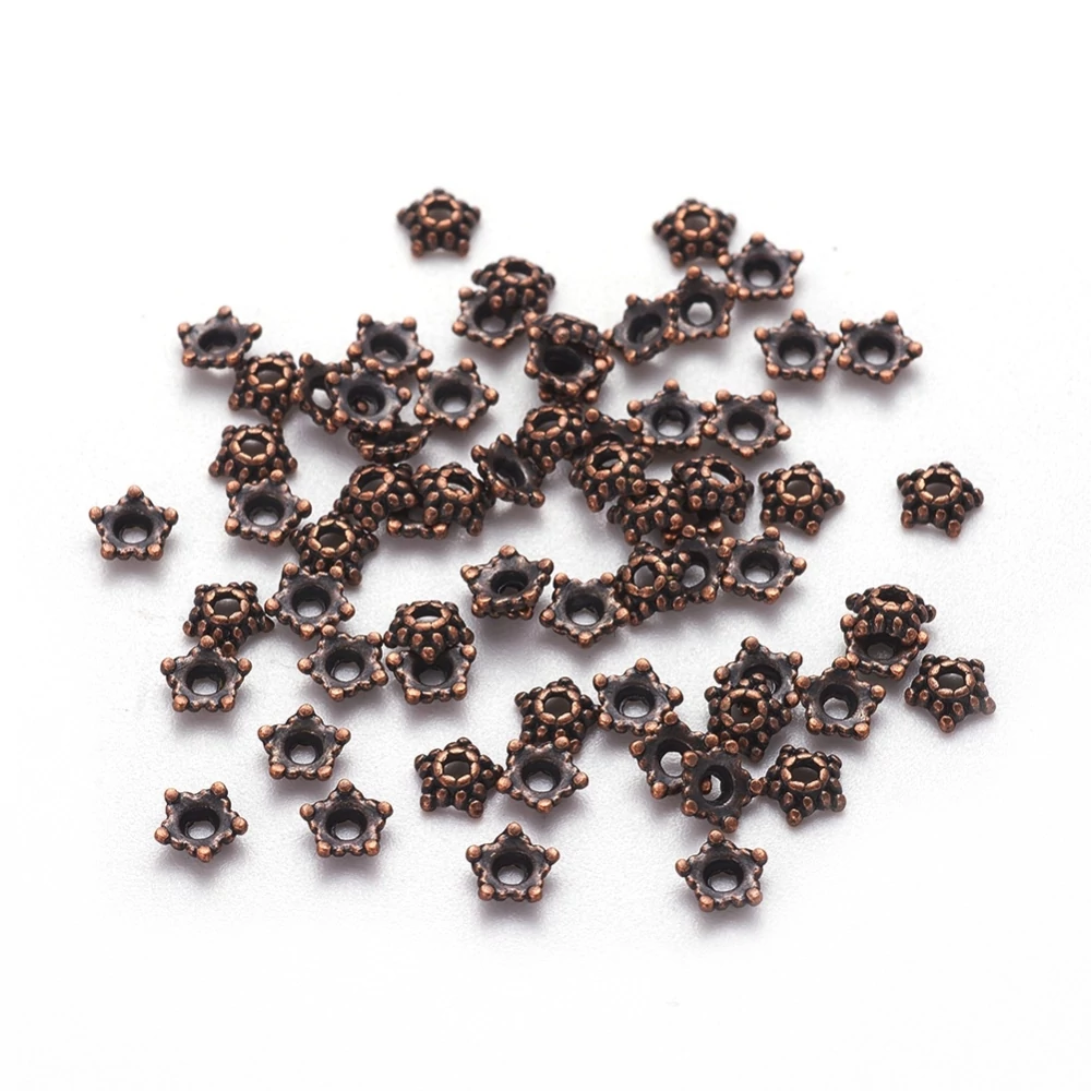 Csillag gyöngykupak, vörösréz színű, 5 mm, 50 db/cs