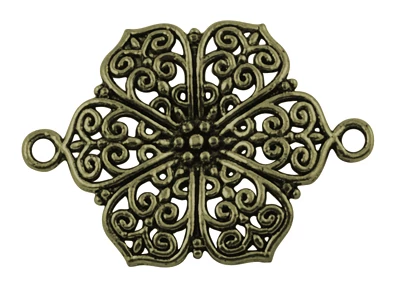 Virág összekötő, antik bronz színű, 41x31 mm