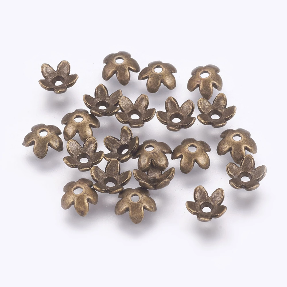Virág gyöngykupak, antik bronz színű, 6 mm