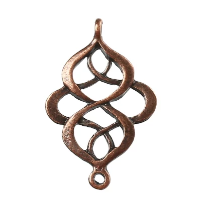 Kelta kereszt, csomó összekötő, vörösréz színű, 27x18 mm
