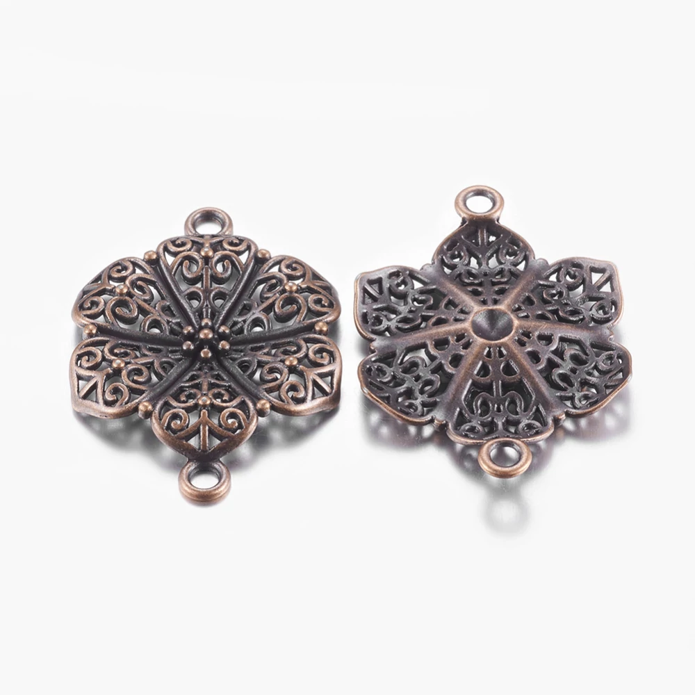 Virág összekötő, vörösréz színű, 41x32 mm
