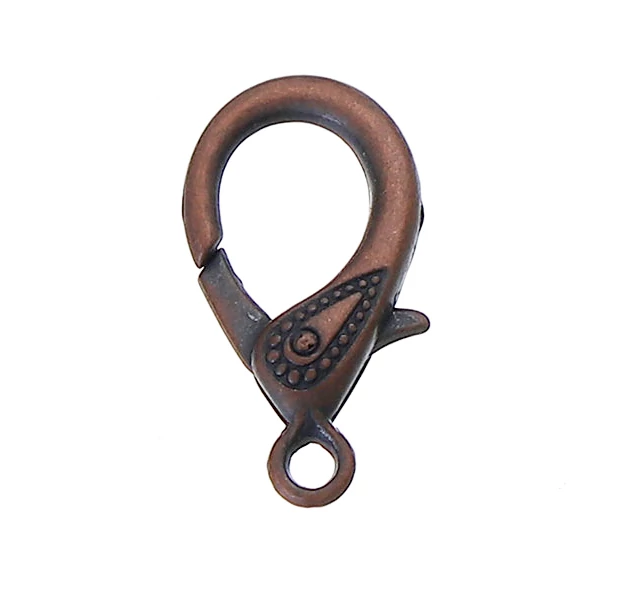 Karabíner, vörösréz színű, 31x17 mm